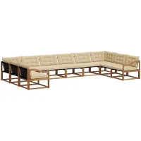 vidaXL Ensemble de canapés d'extérieur avec coussins 10 pièces Nature et Beige