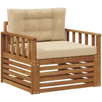vidaXL Canapé d'extérieur en bois d'acacia massif et polyester, couleur naturelle et beige