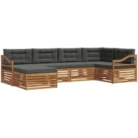 vidaXL Ensemble de canapés d'extérieur avec coussins 6 pièces Nature et Anthracite