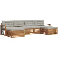 vidaXL Ensemble de canapés 6 pièces Naturel et gris clair Bois massif Acacia