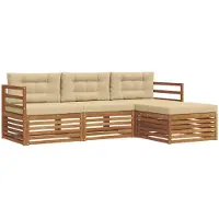 vidaXL Ensemble de salon de jardin, 4 pièces, couleurs naturelles et beige