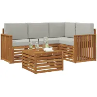 vidaXL Ensemble de canapés d'extérieur avec coussins 5 pièces Naturel et gris clair