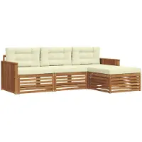 vidaXL Ensemble de salon de jardin 4 pièces, couleurs naturelles et crème