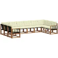 vidaXL Ensemble de salon de jardin, 10 pièces, couleurs naturelles et crème