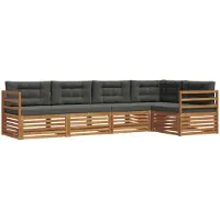 vidaXL Ensemble de canapés d'extérieur avec coussins 5 pièces Nature et Anthracite