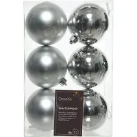 Kaemingk Boules de Noël incassables set de 6 pcs 8cm argenté