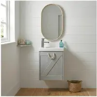 MOB-IN Meuble lave-mains gris bord de mer + robinet + miroir MISTRAL
