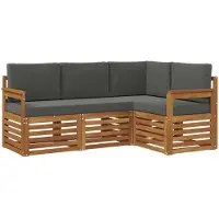 vidaXL Ensemble de canapés 4 pièces Naturel et Anthracite Bois massif Acacia