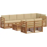 vidaXL Ensemble de canapés 9 pièces Naturel et beige Bois massif d'acacia