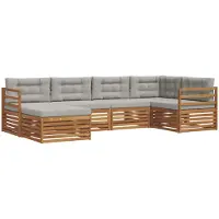 vidaXL Ensemble de canapés d'extérieur avec coussins 6 pièces Naturel et gris clair