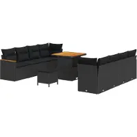 Syfax Ensemble de canapé de jardin 11 pcs Noir polyrotin