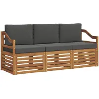 vidaXL Ensemble de canapés 3 pièces Naturel et Anthracite Bois massif Acacia