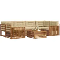 vidaXL Ensemble de canapés d'extérieur avec coussins 7 pièces Nature et Beige