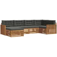 vidaXL Ensemble de canapés d'extérieur avec coussins 6 pièces Nature et Anthracite