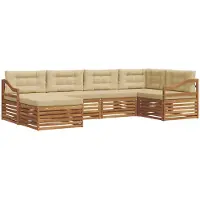 vidaXL Ensemble de canapés d'extérieur avec coussins 6 pièces Nature et Beige