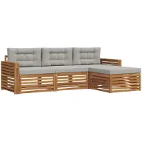vidaXL Ensemble de canapés d'extérieur avec coussins, couleur naturelle et gris clair