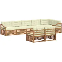 vidaXL Ensemble de salon de jardin 8 pièces, couleurs naturelles et crème