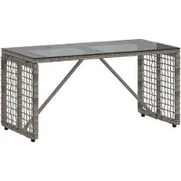 Syfax Table de jardin Gris et Noir 80 x 40 x 40 cm Rattan PE et Verre