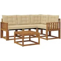 vidaXL Ensemble De Canapés D'extérieur 5 Pcs Naturel Et Beige