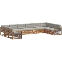 vidaXL Ensemble de canapés , 10 pièces, en bois d'acacia massif, de couleur naturelle et gris clair