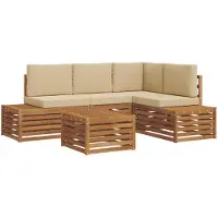 vidaXL Ensemble de canapés d'extérieur avec coussins, couleur naturelle et beige, 59 x 59 x 37 cm