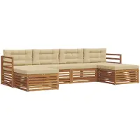 vidaXL Ensemble de canapés 6 pièces Naturel et beige Bois massif Acacia