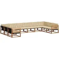 vidaXL Ensemble de canapés d'extérieur avec coussins 10 pièces Nature et Beige