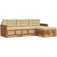 vidaXL Ensemble de salon de jardin, 4 pièces, couleurs naturelles et beige