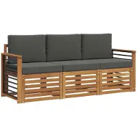vidaXL Ensemble de canapés 3 pièces Naturel et Anthracite Bois massif Acacia