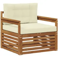 vidaXL Canapé d'extérieur en bois d'acacia massif et polyester, couleur naturel et crème