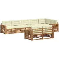 vidaXL Ensemble de salon de jardin 8 pièces, couleurs naturelles et crème