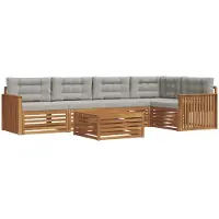 vidaXL Ensemble de canapés d'extérieur avec coussins 6 pièces Naturel et gris clair