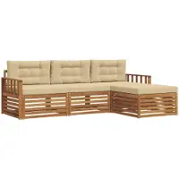 vidaXL Ensemble de salon de jardin, 4 pièces, couleurs naturelles et beige