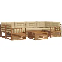 vidaXL Ensemble de canapés d'extérieur avec coussins 7 pièces Nature et Beige