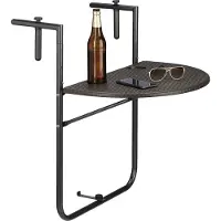 Relaxdays Table suspendée pour balcon, Pliable, Marron, 84 x 60 x 63 cm