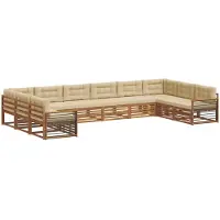 vidaXL Ensembles de canapés 10 pièces Naturel et beige Bois massif d'acacia
