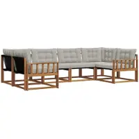 vidaXL Ensemble de canapés d'extérieur avec coussins 6 pièces Naturel et gris clair