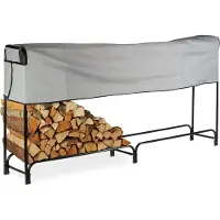 Relaxdays Étagère à bois extra-large, bâche de protection pour réserve de bois, support à bois en métal, L x P x H : 122 x 245 x 40 cm, noir