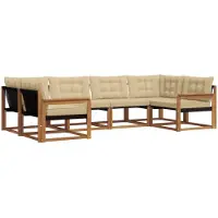 vidaXL Ensemble de canapés d'extérieur avec coussins 6 pièces Nature et Beige
