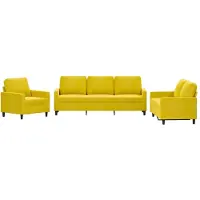 vidaXL Ensemble de canapés 3 pièces avec coussins Velours jaune