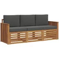 vidaXL Ensemble de canapés 3 pièces Naturel et Anthracite Bois massif Acacia