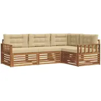 vidaXL Ensemble de canapés d'extérieur avec coussins 4 pièces Nature et Beige