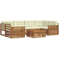 vidaXL Ensemble de canapés d'extérieur avec coussins 7 pièces Nature et Crème