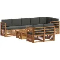 vidaXL Ensemble de canapés 9 pièces Naturel et Anthracite Bois massif d'acacia