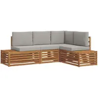 vidaXL Ensemble de canapés d'extérieur avec 4 coussins, couleur naturelle et gris clair