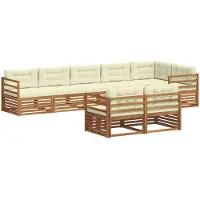vidaXL Ensemble de salon de jardin 8 pièces, couleurs naturelles et crème