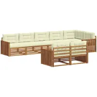 vidaXL Ensemble de salon de jardin 8 pièces, couleurs naturelles et crème