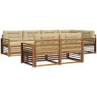 vidaXL Ensemble de canapés d'extérieur avec coussins 7 pièces Nature et Beige