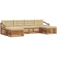 vidaXL Ensemble de canapés 6 pièces Naturel et beige Bois massif Acacia
