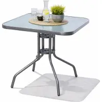Mojawo Table de bistrot Table de balcon Table de jardin Argent Verre Métal 60x60cm